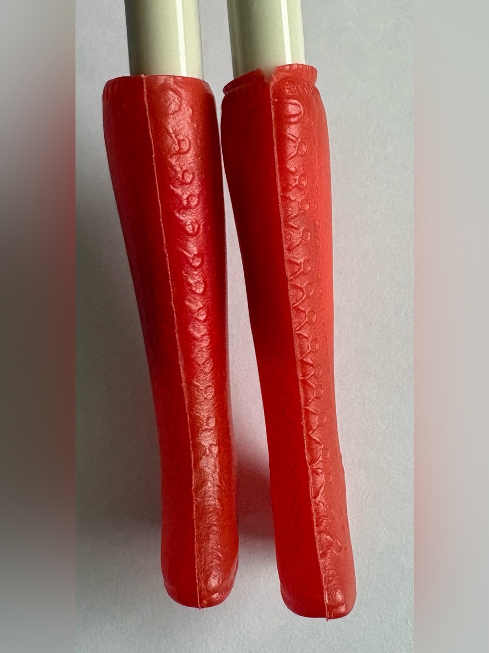 Vintage Barbie Mod Era Red "Go-Go" Boots Knee-high Faux Lace-up 60’s/70’s